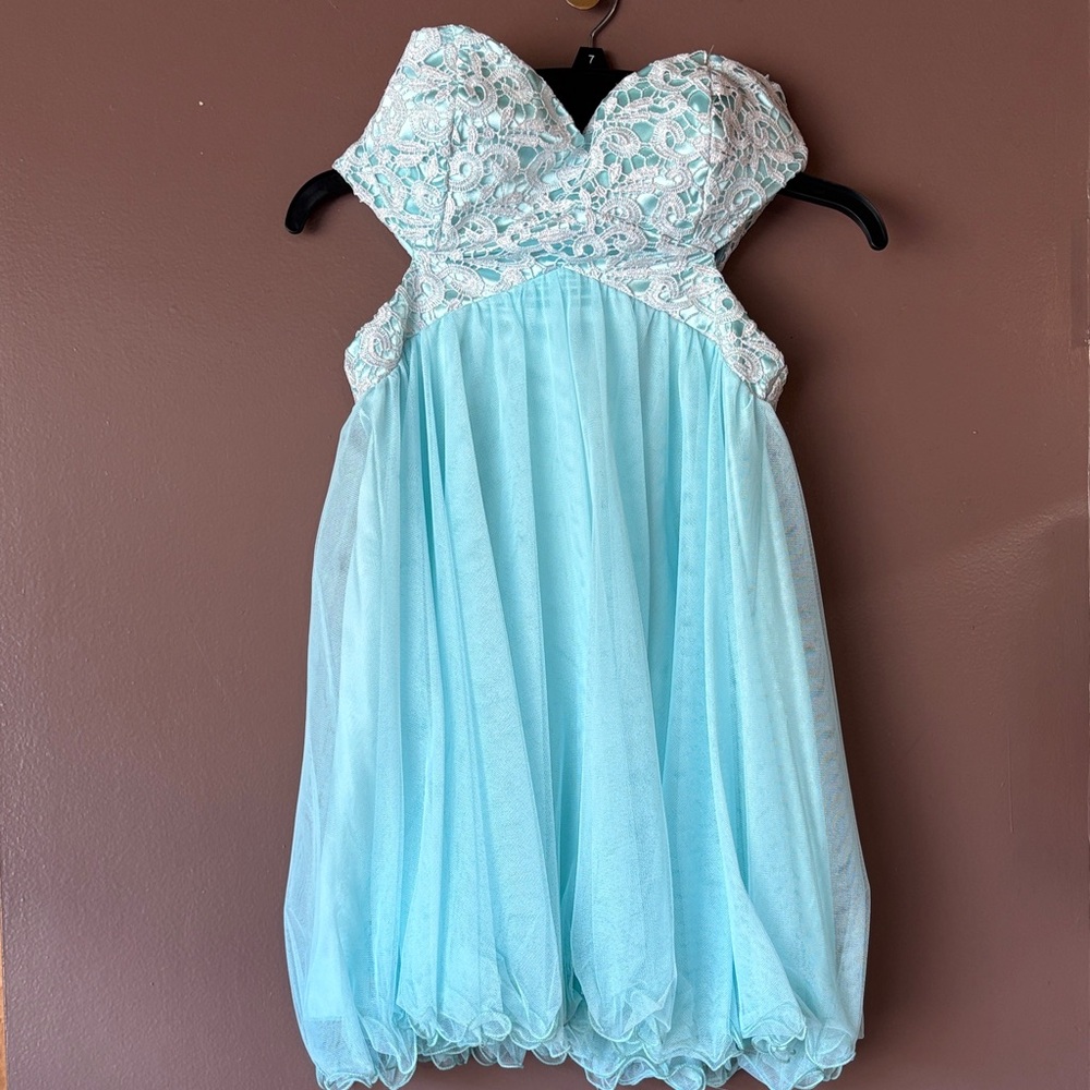 Elegant Blue Lace Dress